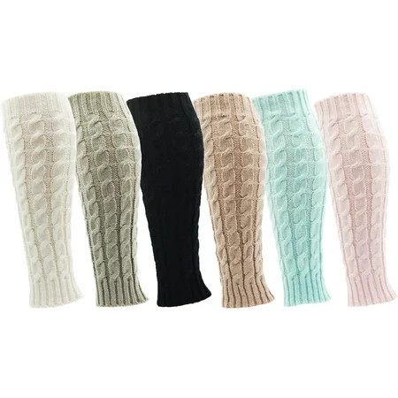 Leg Warmers for Women 6 Pairs Knee High Cable Knit Warm Thermal Acrylic Winter Sleeve (Pack D) | Walmart (US)
