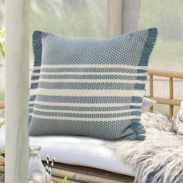 Dyar Fringed Indoor/Outdoor Reversible Throw Pillow | Wayfair North America