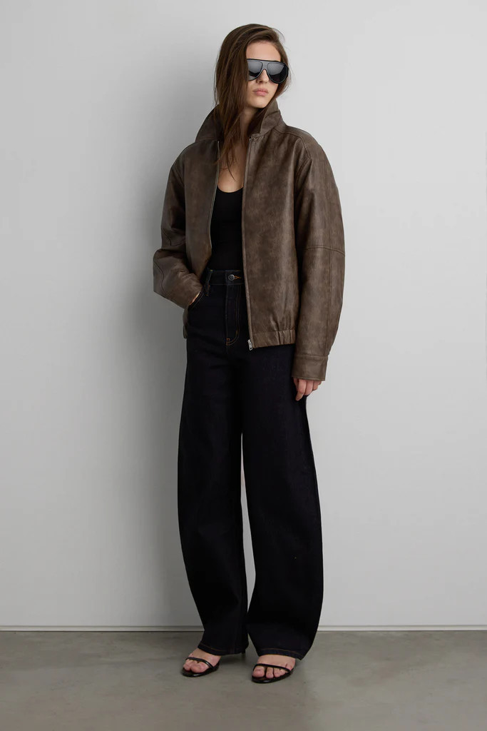 VEGAN LEATHER BOMBER JACKET | OAK + FORT