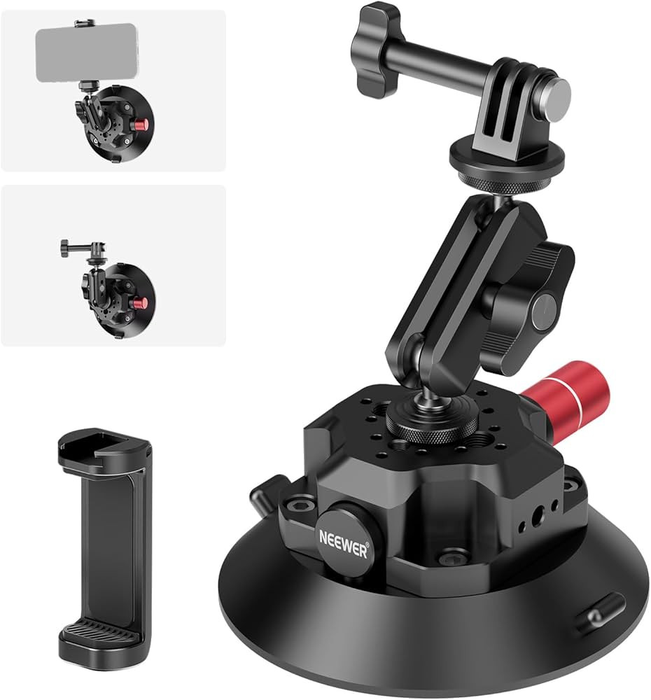 NEEWER 4.5" Suction Cup Camera Mount with Ball Head Magic Arm, 1/4" 3/8" ARRI Holes, Quick Releas... | Amazon (US)
