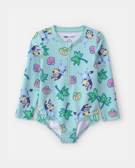 Toddler Girl 1-Piece Bluey™ Rashguard Swimsuit - Blue | Carter's | Carter's Inc