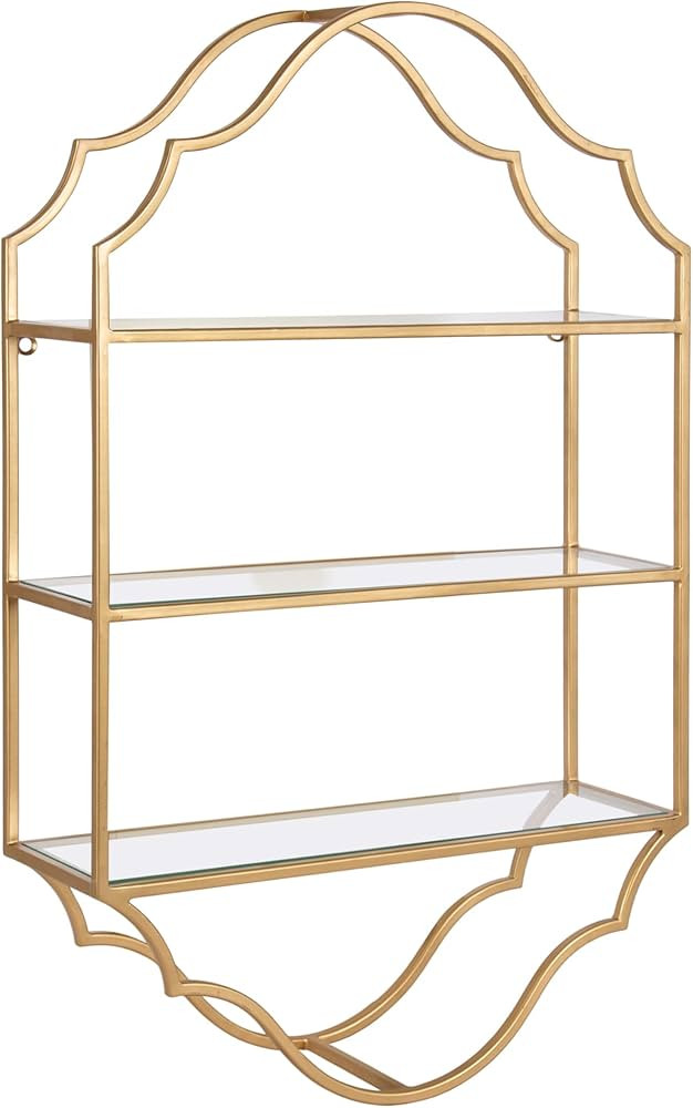 Kate and Laurel Leanna Scalloped Three-Tiered Wall Shelf, 20 x 6 x 32, Gold, Decorative Floating ... | Amazon (US)