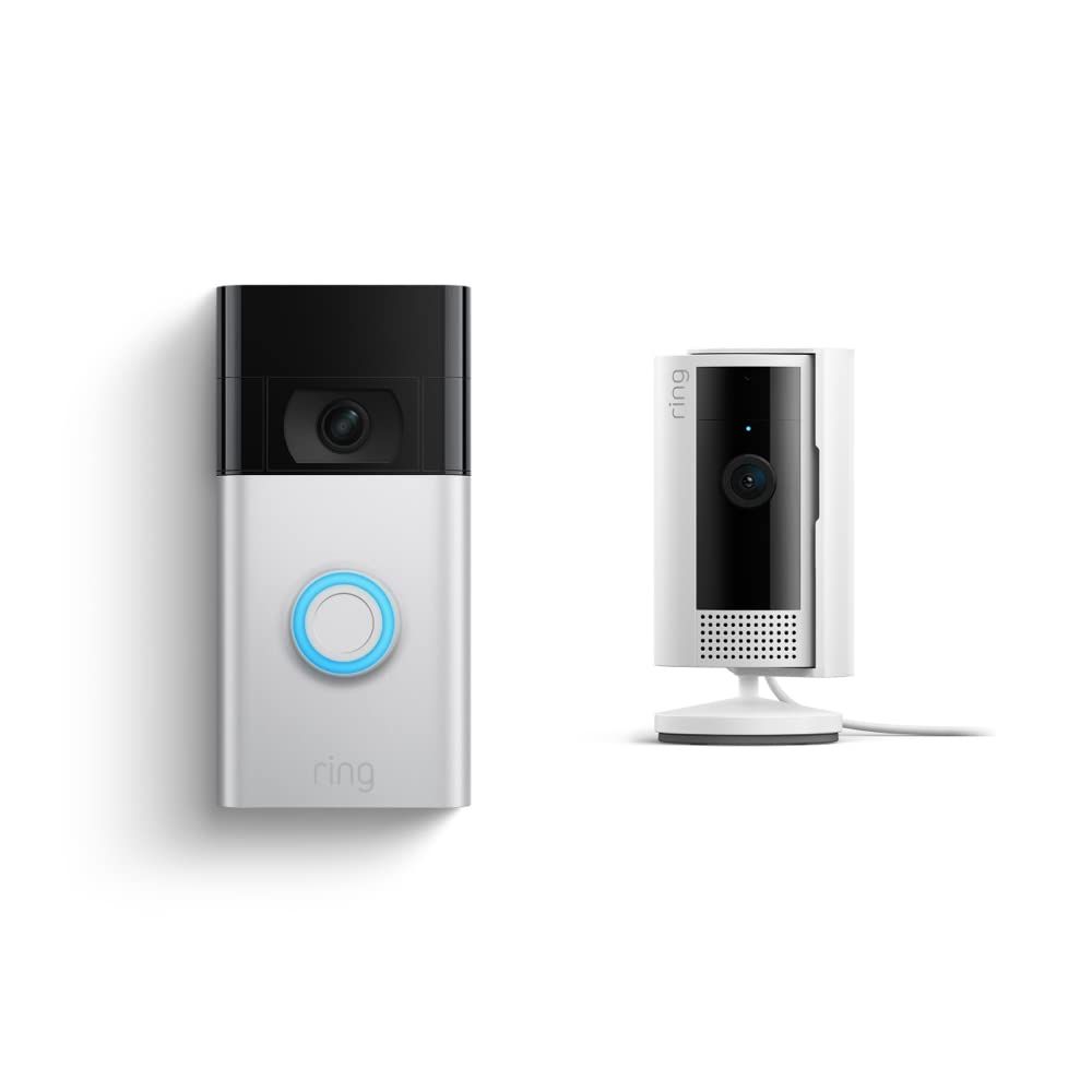Ring Video Doorbell, Satin Nickel with All-new Ring Indoor Cam, White | Amazon (US)