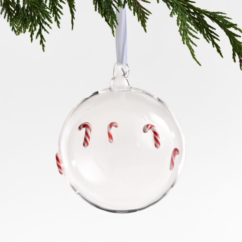 Candy Cane Glass Ball Christmas Ornament + Reviews | Crate & Barrel | Crate & Barrel