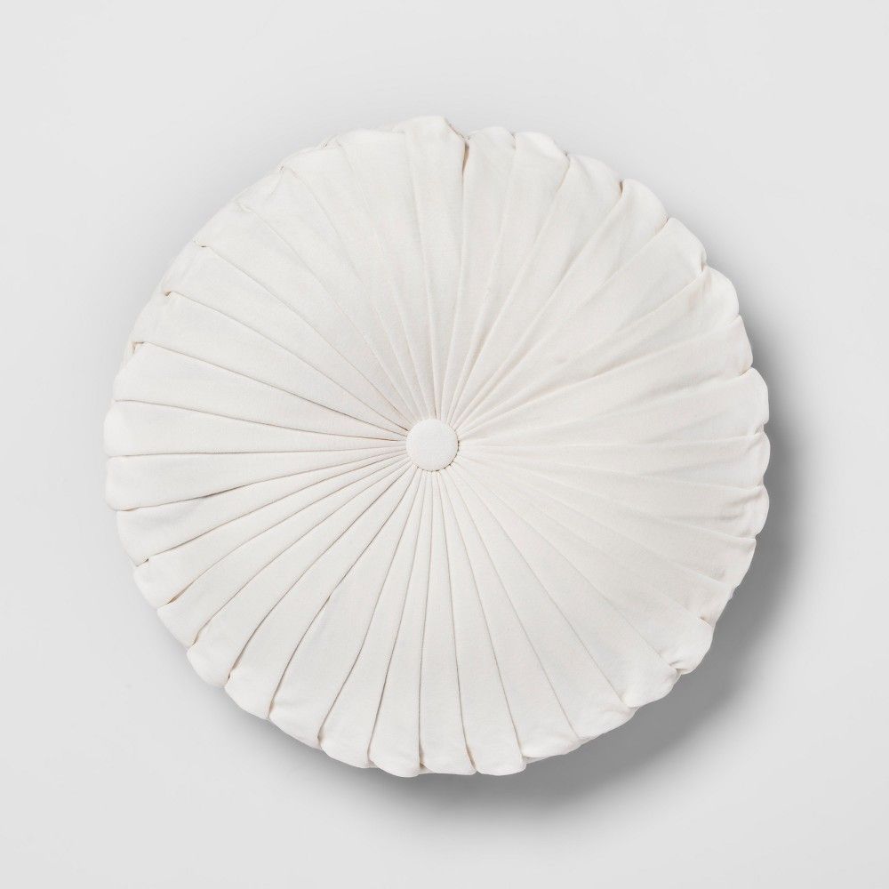 Cream Pleated Velvet Round Throw Pillow - Opalhouse , Ivory | Target