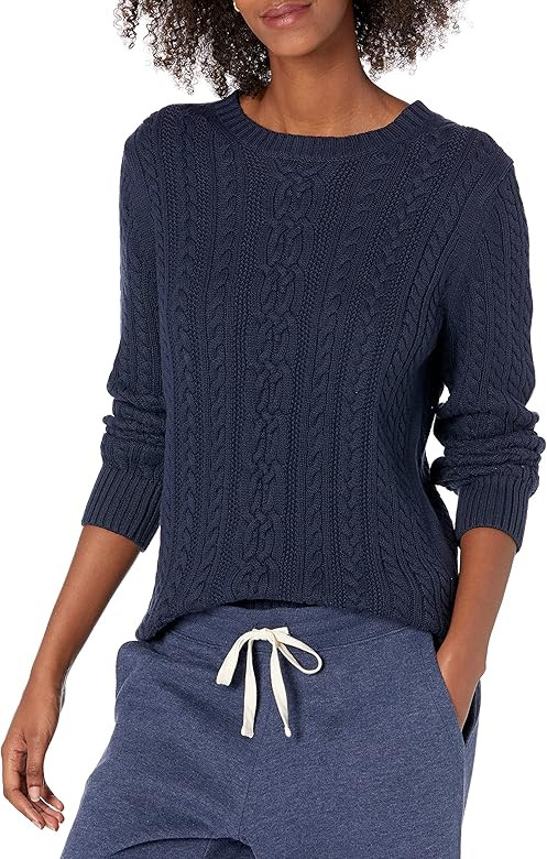 Amazon Essentials Women's Fisherman Cable Long-Sleeve Crewneck Sweater (Available in Plus Size) | Amazon (US)