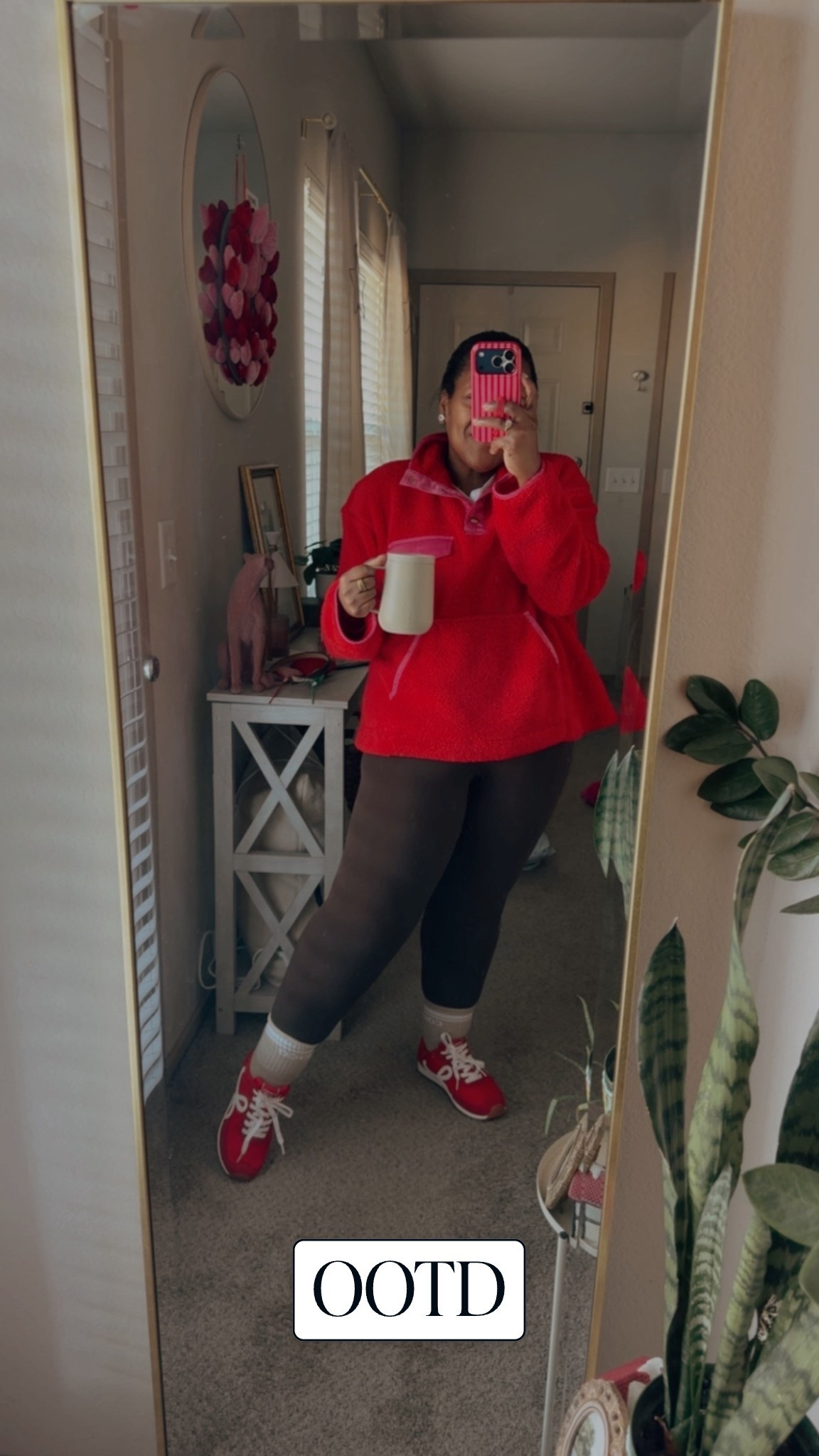 Working a few hours and then headed to Pilates! Love this cozy red and pink pullover from Belk, and it’s on sale! Wearing the large. Also these designer dupe sneakers from Amazon are so comfy! 

#LTKgrwm #LTKdayinmylife #LTKfitnessgoals
