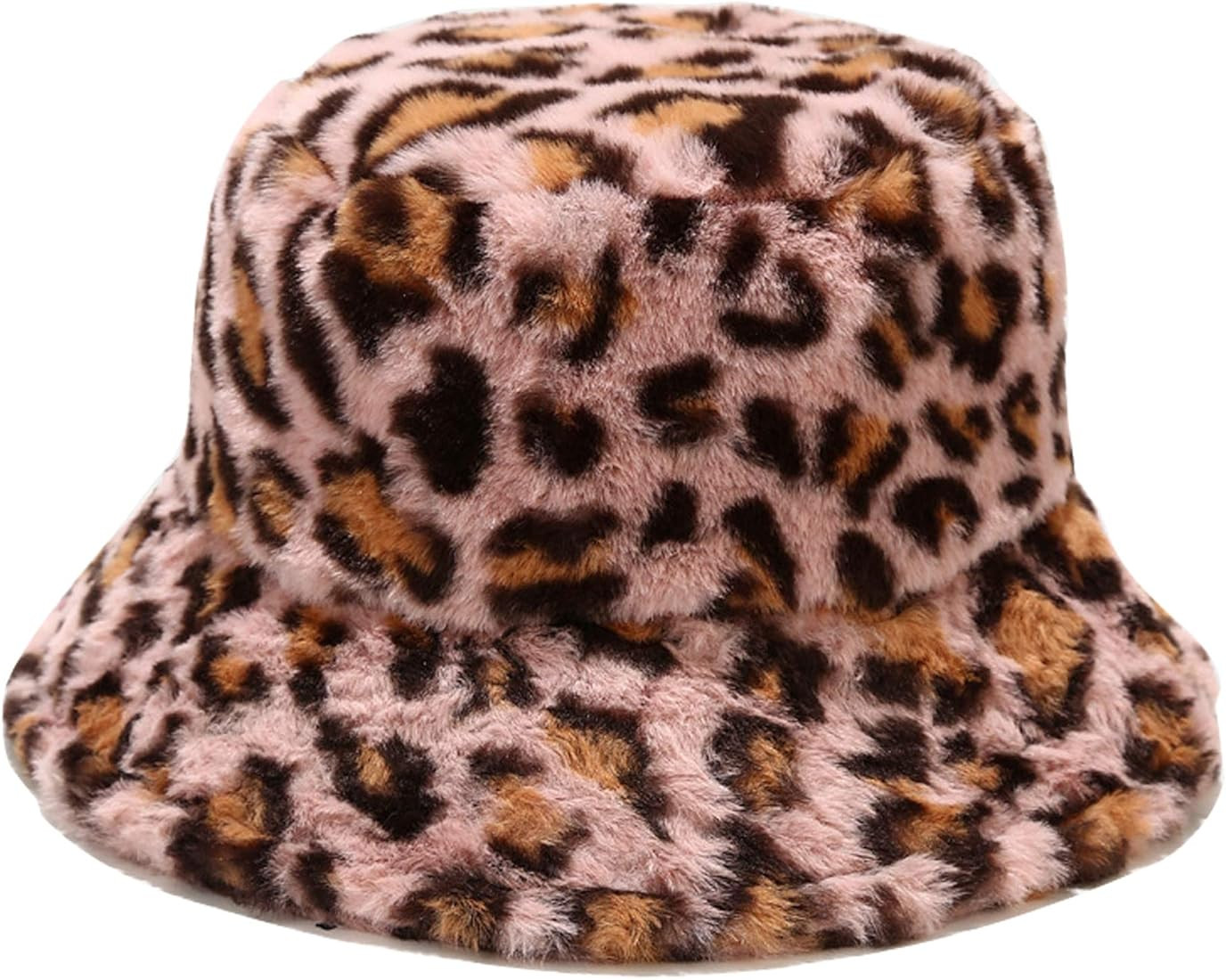 Umeepar Winter Faux Fur Fuzzy Bucket Hat Fluffy Warm Hat for Women Men (Small Leopard Print Camel... | Amazon (US)