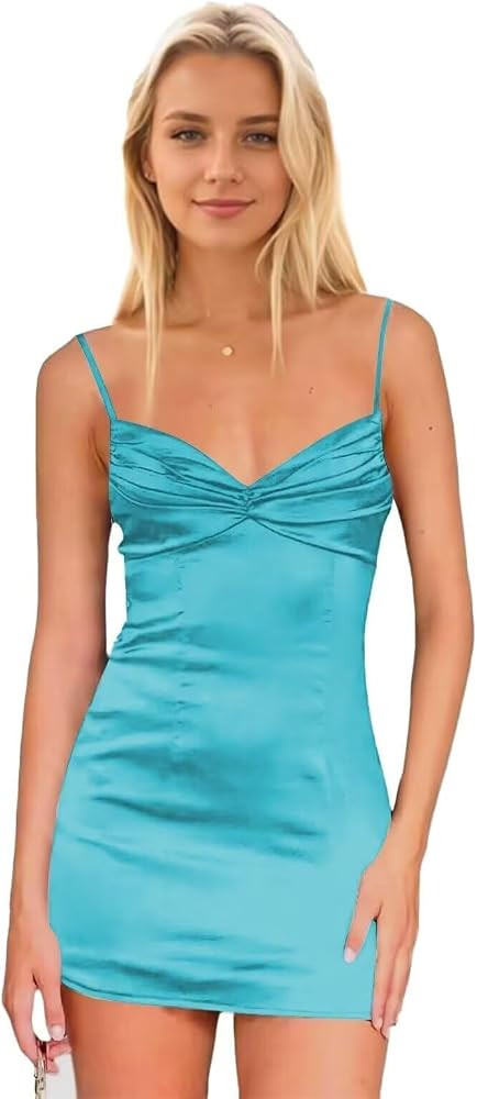 Spaghetti Straps Homecoming Dresses 2025 for Teens V Neck Short Prom Mini Dress Cocktail Party Go... | Amazon (US)