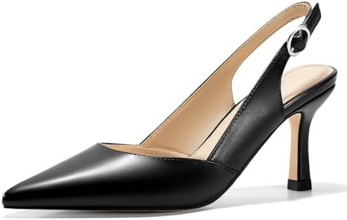 Rilista Women's Slingback Kitten Heels Closed Pointed Toe Backless Wedding Party Dress Pumps Shoe... | Amazon (US)