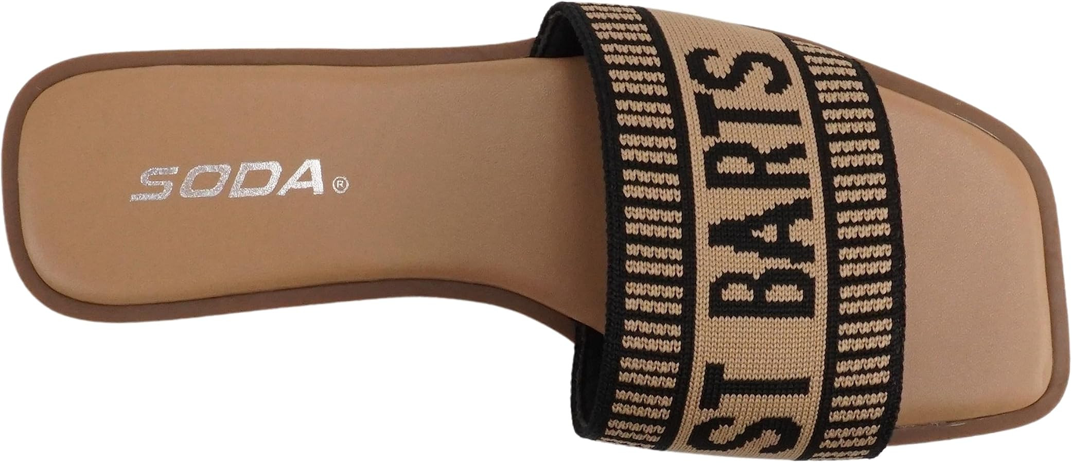 Soda “FLAIR” ~ Women Square Open Toe Single Embroider Band Slip-On Flat Summer Resort Sandal | Amazon (US)