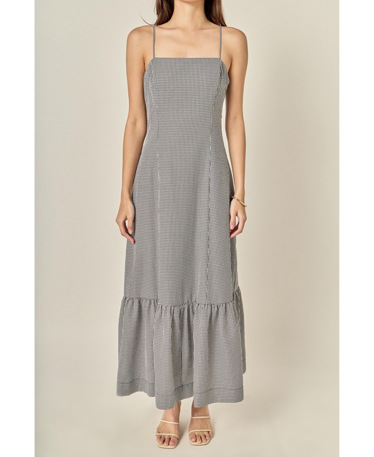 English Factory Women's Gingham Maxi Dress - Black white | Macy's