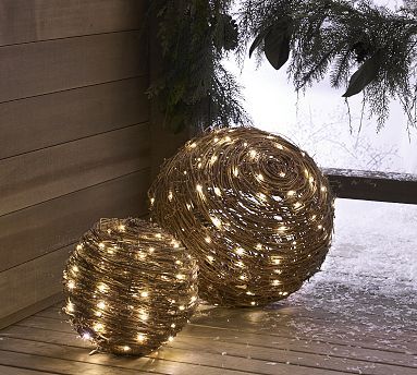 Rattan Orbs with Twinkle Lights - Set of 2 | Pottery Barn (US)
