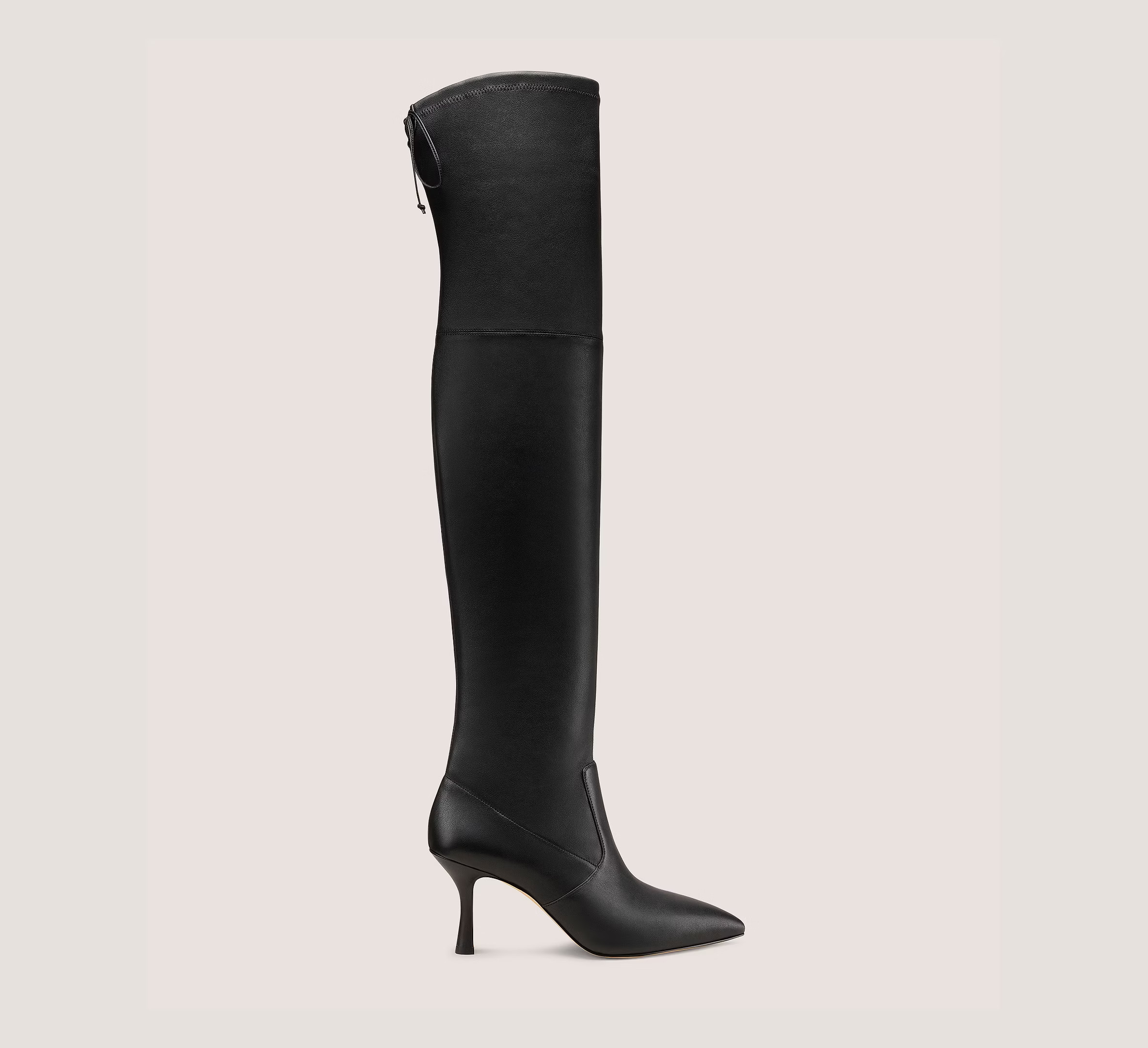 Stuart Weitzman Valentina Over-The-Knee Boot 75, Black Stretch Nappa Leather, Size: 9.5 Medium | Stuart Weitzman Outlet