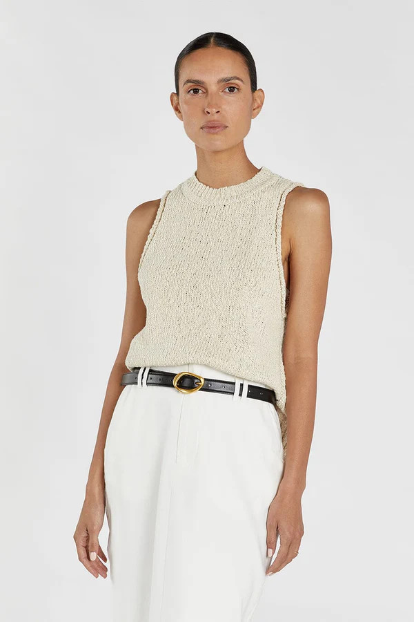 DION NATURAL BOUCLE CREW NECK TOP | DISSH
