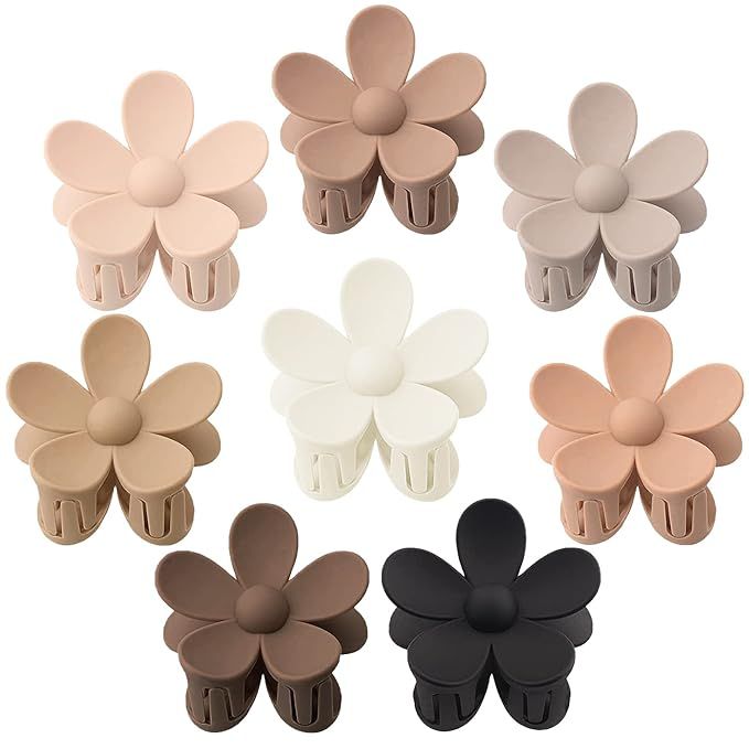 8 Pack Flower Hair Clips Large Hair Claw Clips for Women Thick Hair Matte Large Claw Clips Hair J... | Amazon (US)