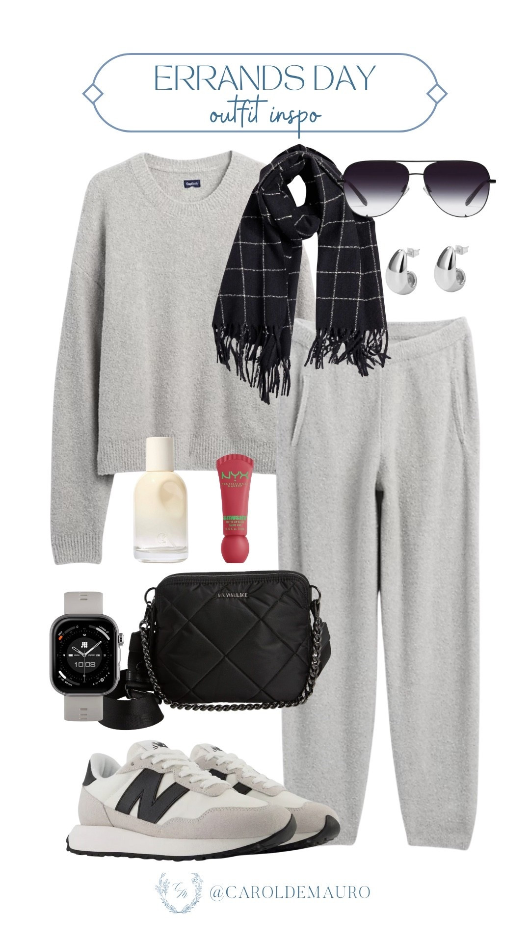 Keep it lowkey and laidback with this outfit inspo for your next errands day: a gray knit sweater paired with gray jogger pants, New Balance shoes, a black shawl, and some accessories to complete the look.

winter look, cozy casual, everyday look, weekend style, petite fashion, sweater weather, ootd, mom fits

#LTKU #LTKFindsUnder50 #LTKSeasonal