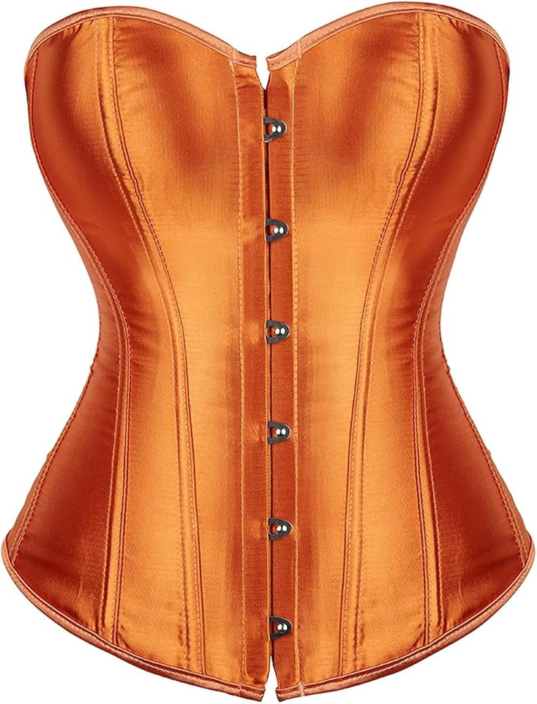 HNGHOU Women's Bustier Corset Top Plus Size Satin Waist Cincher Overbust Bustiers | Amazon (US)