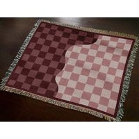 Burgundy & Pink Checkered Blanket, Woven Blanket, Light Throw Picnic Cotton Blankets, Summer Blanket | Etsy (US)