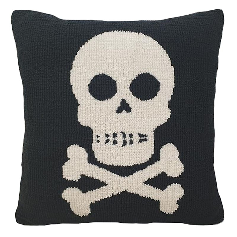 Skull & Crossbones Latch Hook Throw Pillow, 19" | At Home