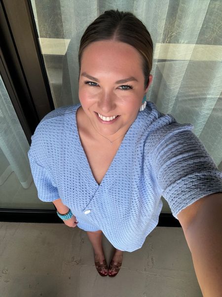 Last night in Cabo look! This set is so comfy and is like wearing pajamas. I love the color and the button detail on the top. I paired it with some fun turquoise jewelry to elevate the look a bit. My favorite leather sandals and a pink bag finished my look.

#LTKfindsunder100 #LTKshoecrush #LTKtravel