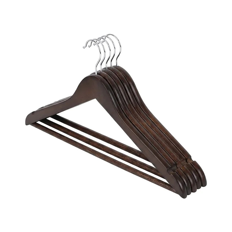 Better Homes and Gardens Walnut Finish Wood Suit Hangers, 5 Pack for Adults | Walmart (US)