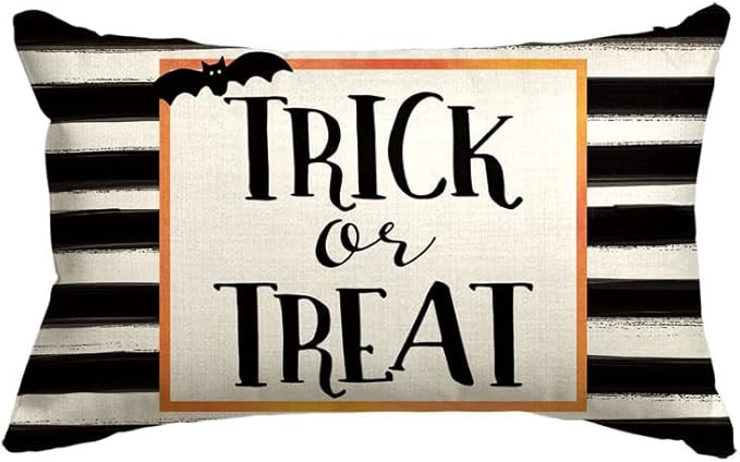 Amazon.com: AVOIN Halloween Watercolor Stripes Trick or Treat Throw Pillow Cover, 12 x 20 Inch Ba... | Amazon (US)