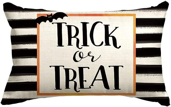 Amazon.com: AVOIN Halloween Watercolor Stripes Trick or Treat Throw Pillow Cover, 12 x 20 Inch Ba... | Amazon (US)