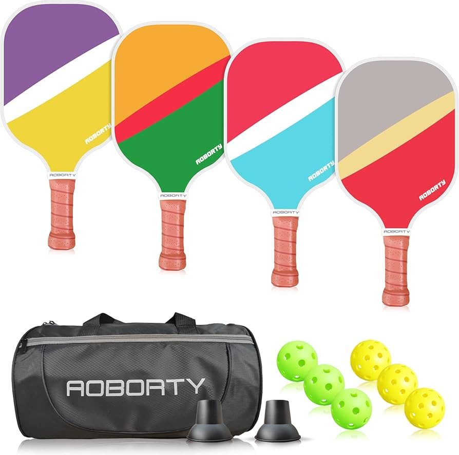 AOBORTY Pickleball Paddles 4 Pack - Light Graphite Premium Rackets Fiber Face Pickleball Set with... | Amazon (US)