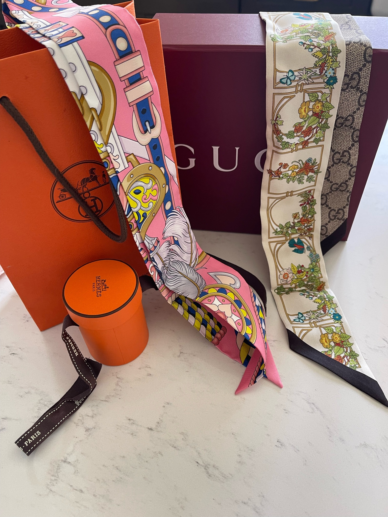 Two of the luxury items I treated myself to while vacationing in Europe.
Gucci, silk bow scarf, Hermes, twilly scarf!

#LTKTravel #LTKU #LTKStyleTip
