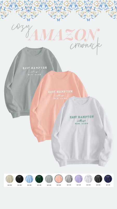 Cozy Amazon crewneck! Comes in 11 different colors and is only $32 with free prime shipping. Super cute and Abercrombie-esque 

#LTKfindsunder50 #LTKsalealert #LTKfindsunder100