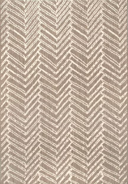 Brown Herringbone Indoor/Outdoor 7' 6" x 10' 9" Area Rug | Rugs USA