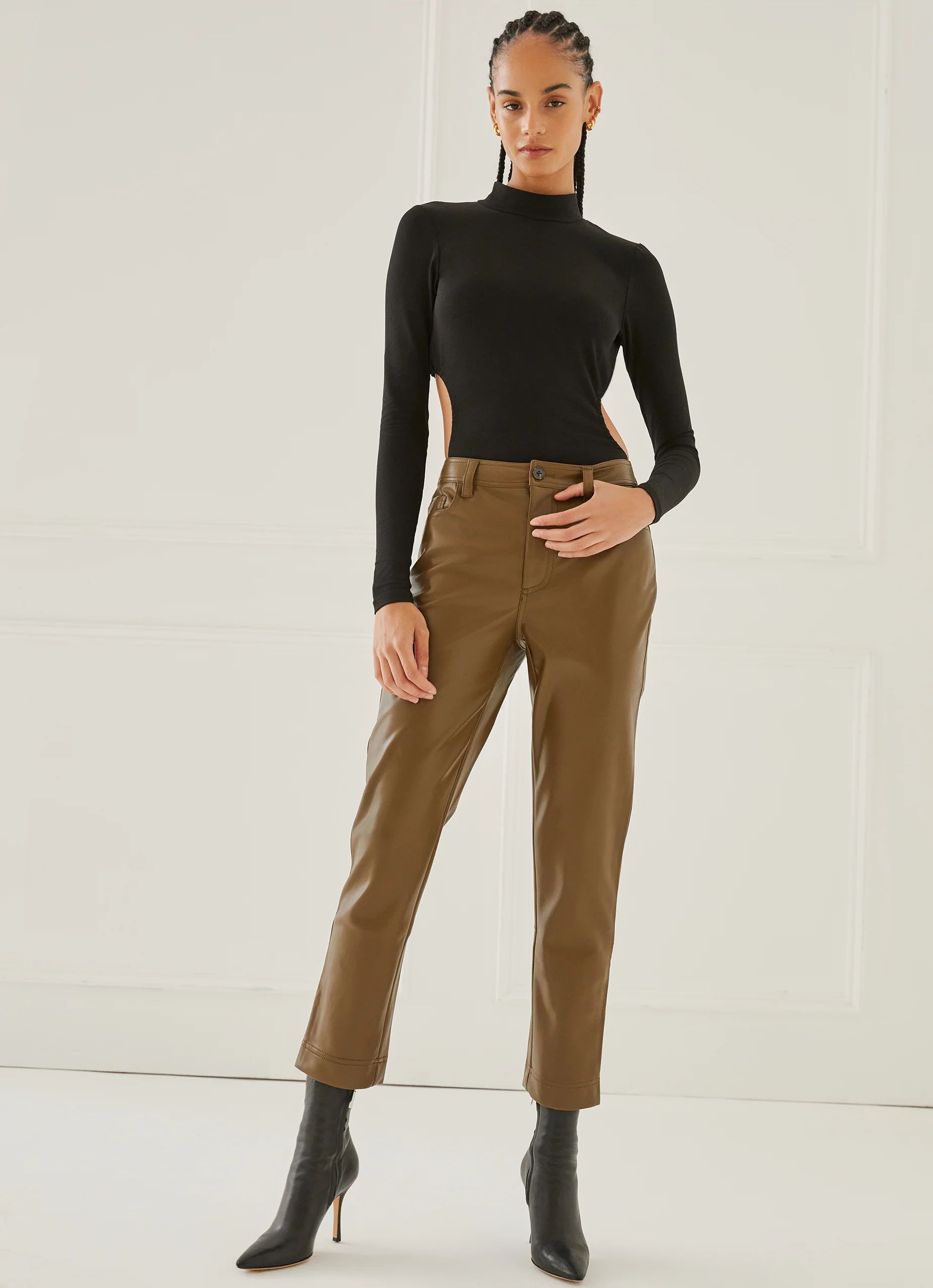 Faux Leather Straight Leg Pants | Something Navy