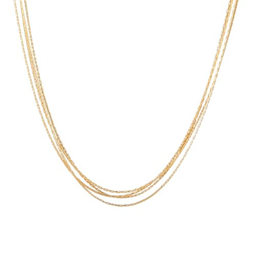 18K Gold Plated Layered Thin Rope Chain Necklace for Women Multi Strand Gold Chain Necklace Dainty Minimalist Jewelry | Amazon (US)