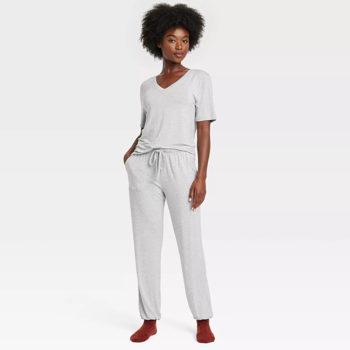 Women's Cloud Knit Short Sleeve Top and Jogger Pants Pajama Set - Auden™ | Target