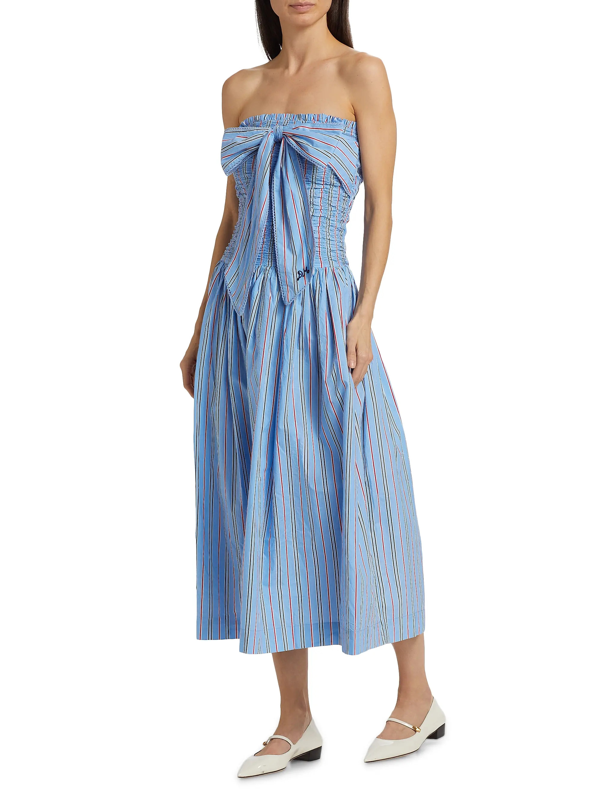 Mia Cotton Smocked Midi-Dress | Saks Fifth Avenue
