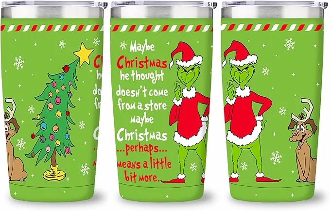 Christmas Grinch Tumbler Pink Grinches Xmas 20oz Tumblers - The