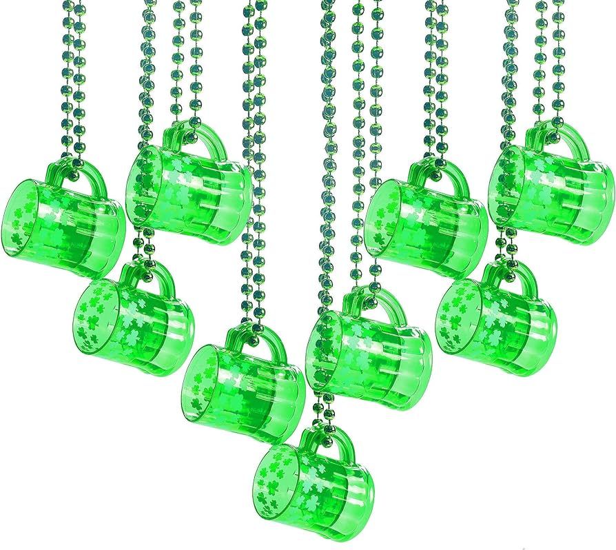 4E's Novelty St Patricks Day Shot Glasses Bead Necklaces, Pack of 12 – Green Irish Gifts Party ... | Amazon (US)