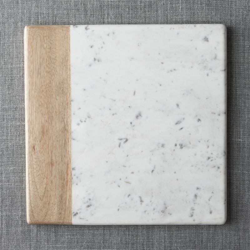 Wood Marble Square Platter | Crate & Barrel