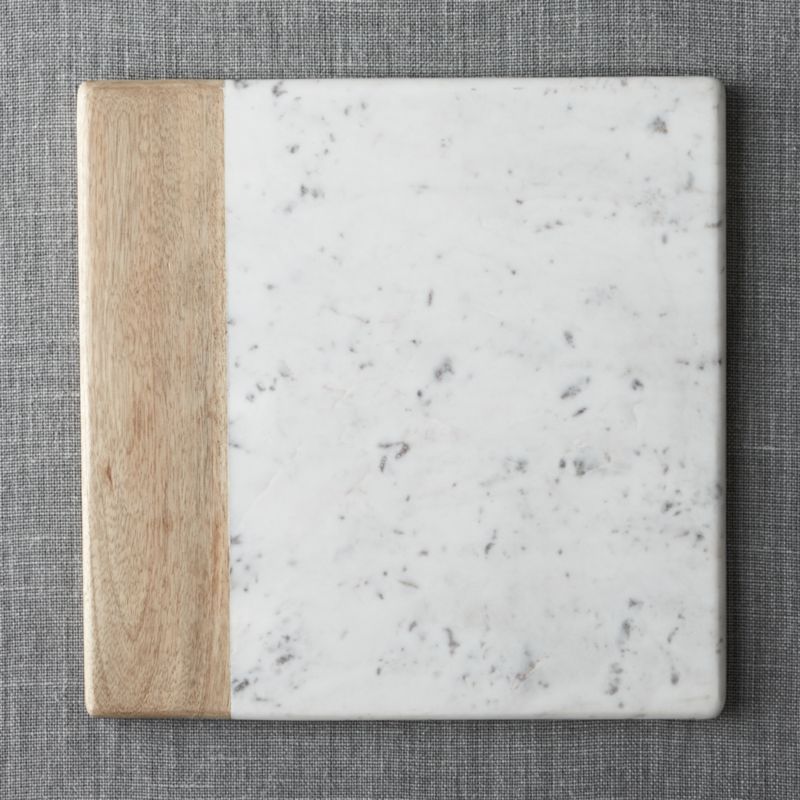 Wood Marble Square Platter + Reviews | Crate and Barrel | Crate & Barrel