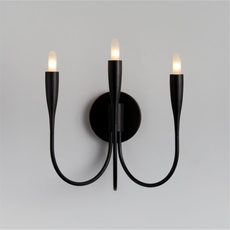 Iiona Black Candelabra Wall Sconce Bathroom Vanity Light + Reviews | Crate & Barrel | Crate & Barrel