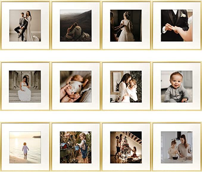 Golden State Art, 12x12 Aluminum Frame for 8x8 Photo Display - Metal Wall Mounting Square Photo F... | Amazon (US)