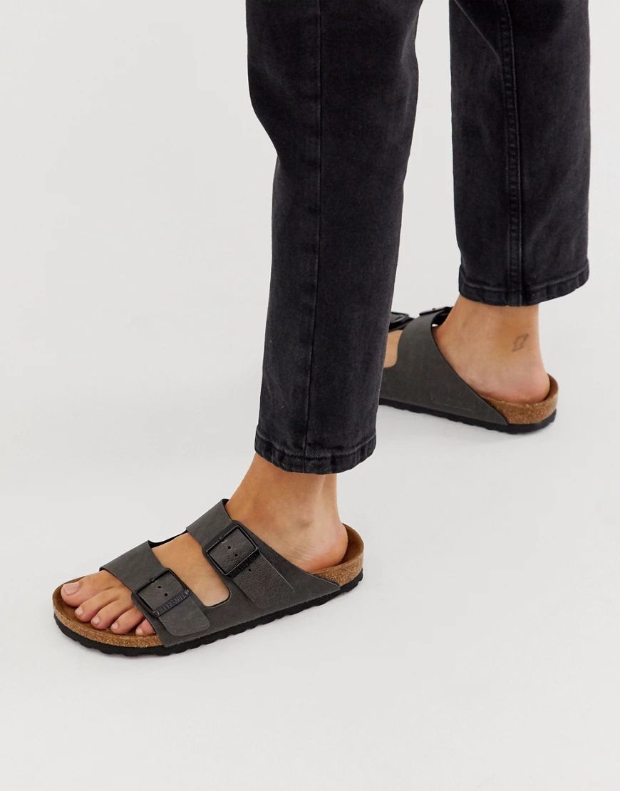 Birkenstock - Vegan Arizona - Sandalen in antraciet-Grijs | ASOS (Global)