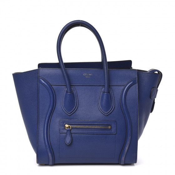 CELINE Drummed Calfskin Micro Luggage Indigo | Fashionphile