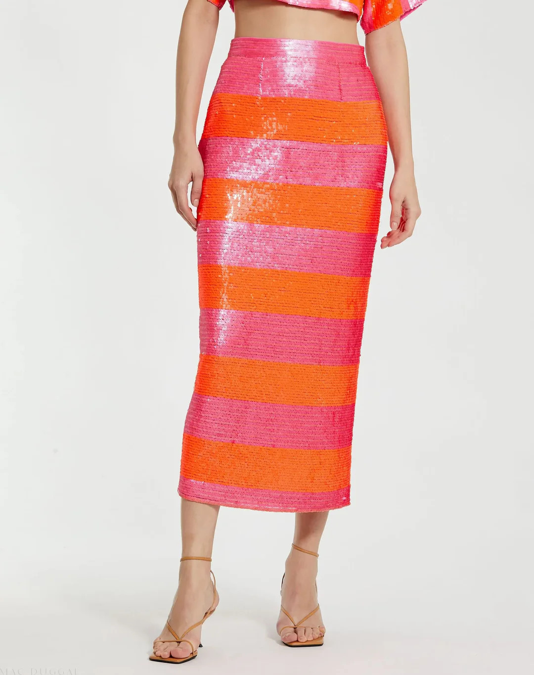 Classic Sequin Striped Midi Pencil Skirt | Mac Duggal