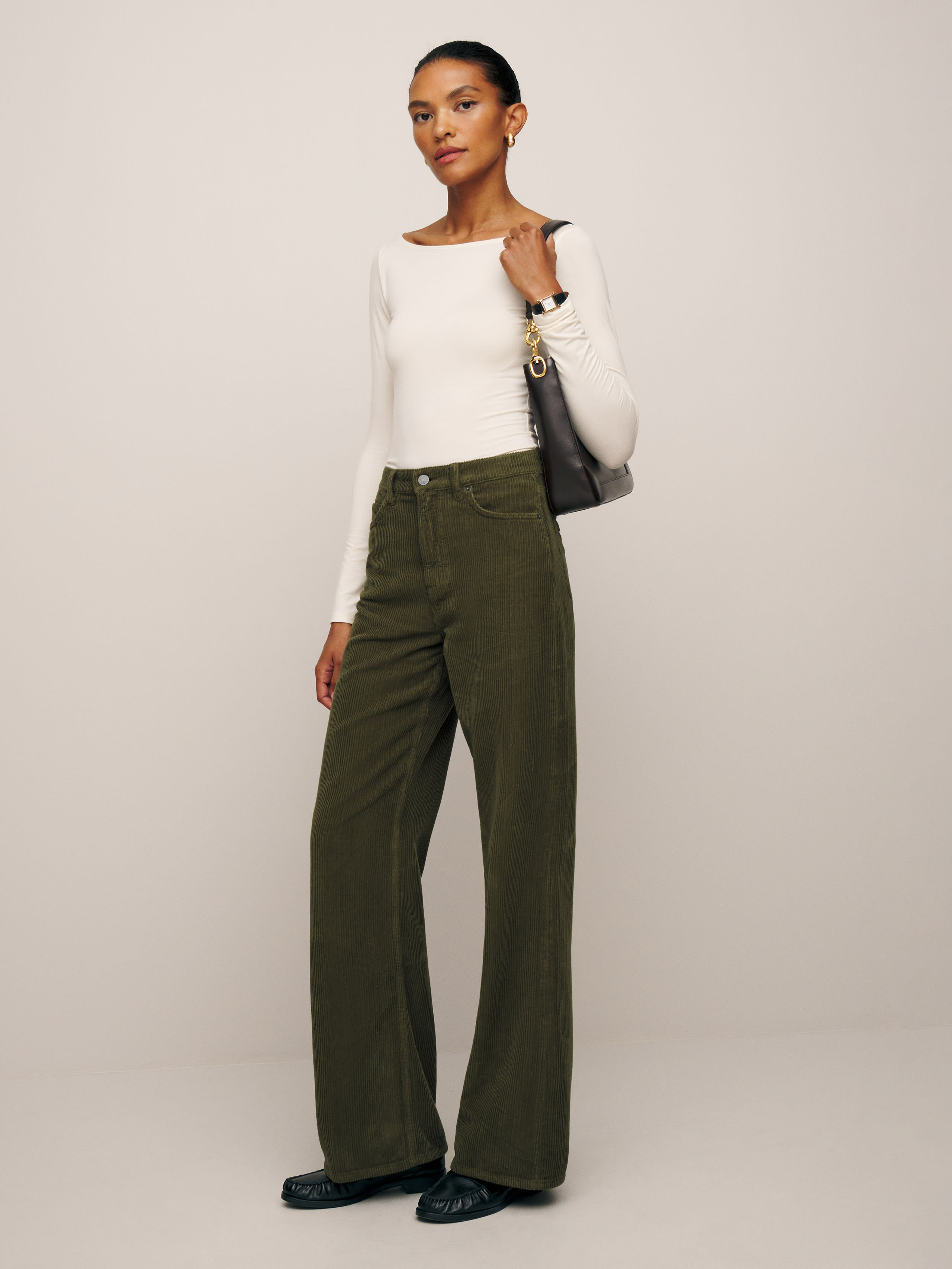Cary High Rise Slouchy Wide Leg Corduroy Pants | Reformation (Global)