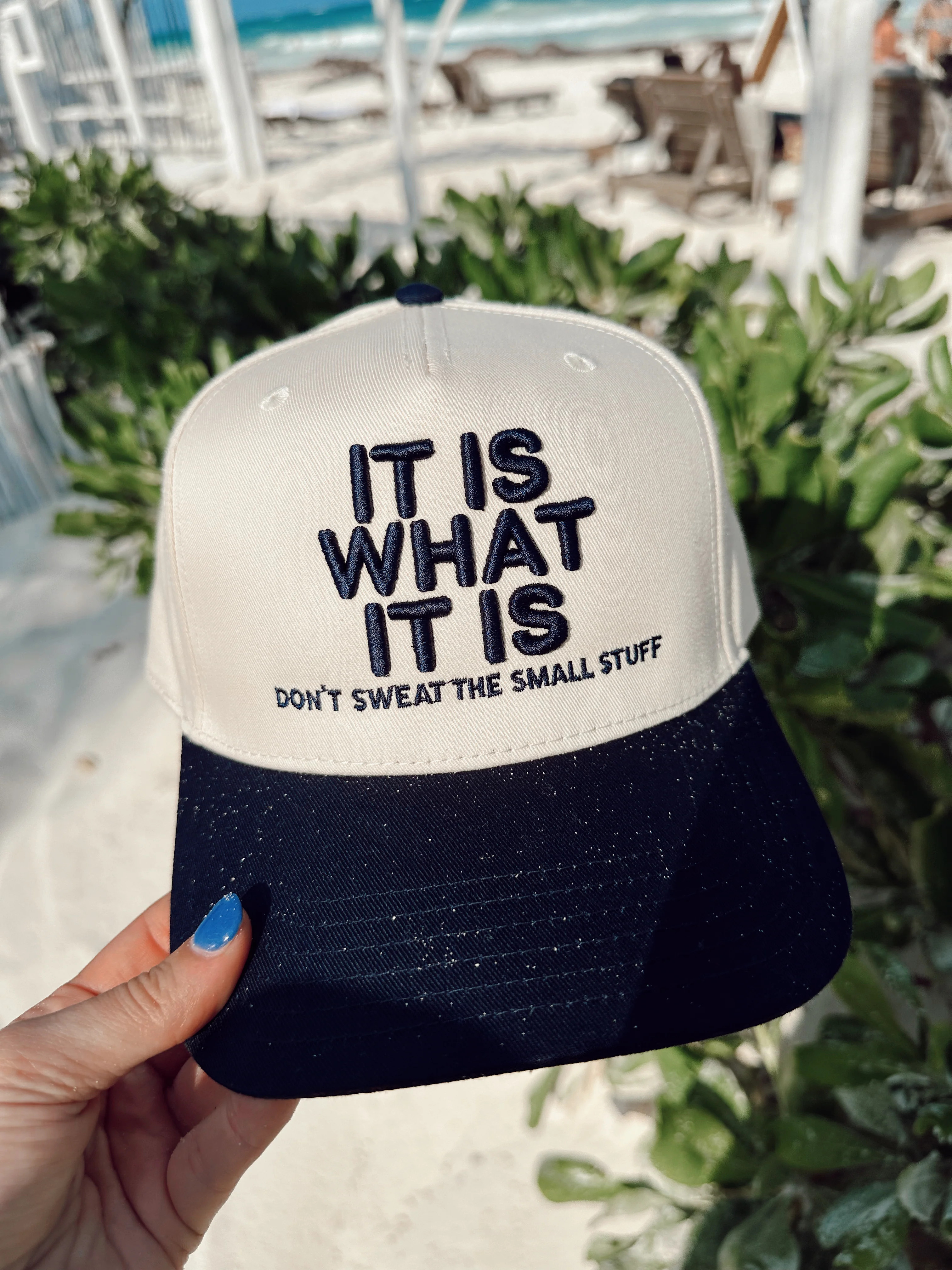 It Is What It Is - Navy Vintage Trucker Hat | KenzKustomz