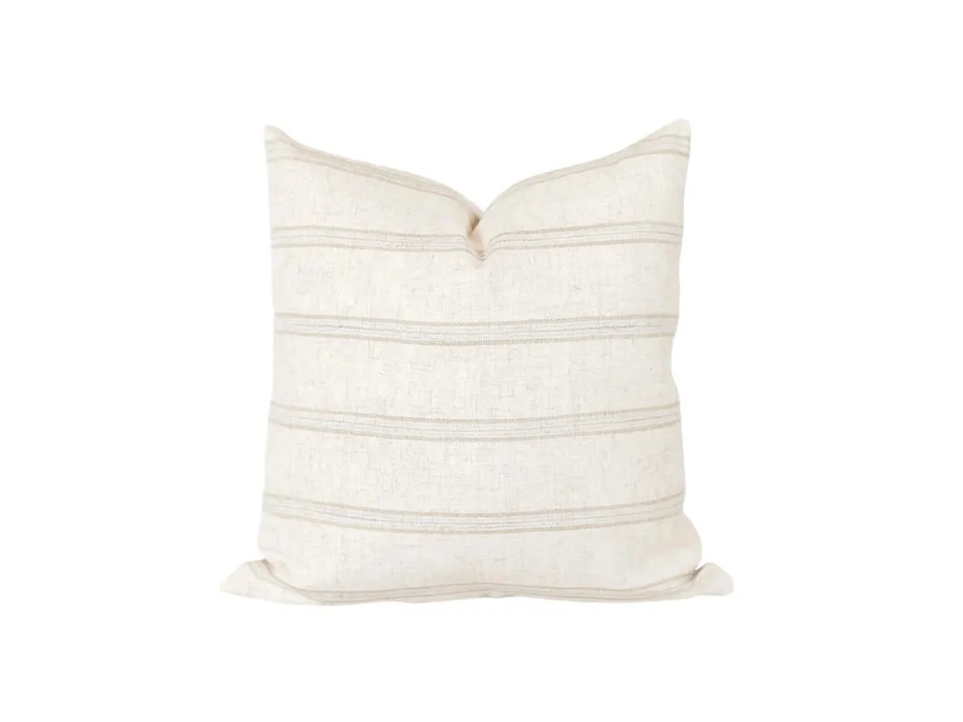 Beige Stripe Pillow Cover: Modern Farmhouse Neutral Accent Pillow - Etsy | Etsy (US)