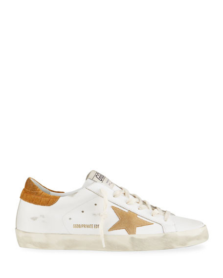 Golden Goose Superstar Suede/Leather Croco-Heel Court Sneakers | Neiman Marcus