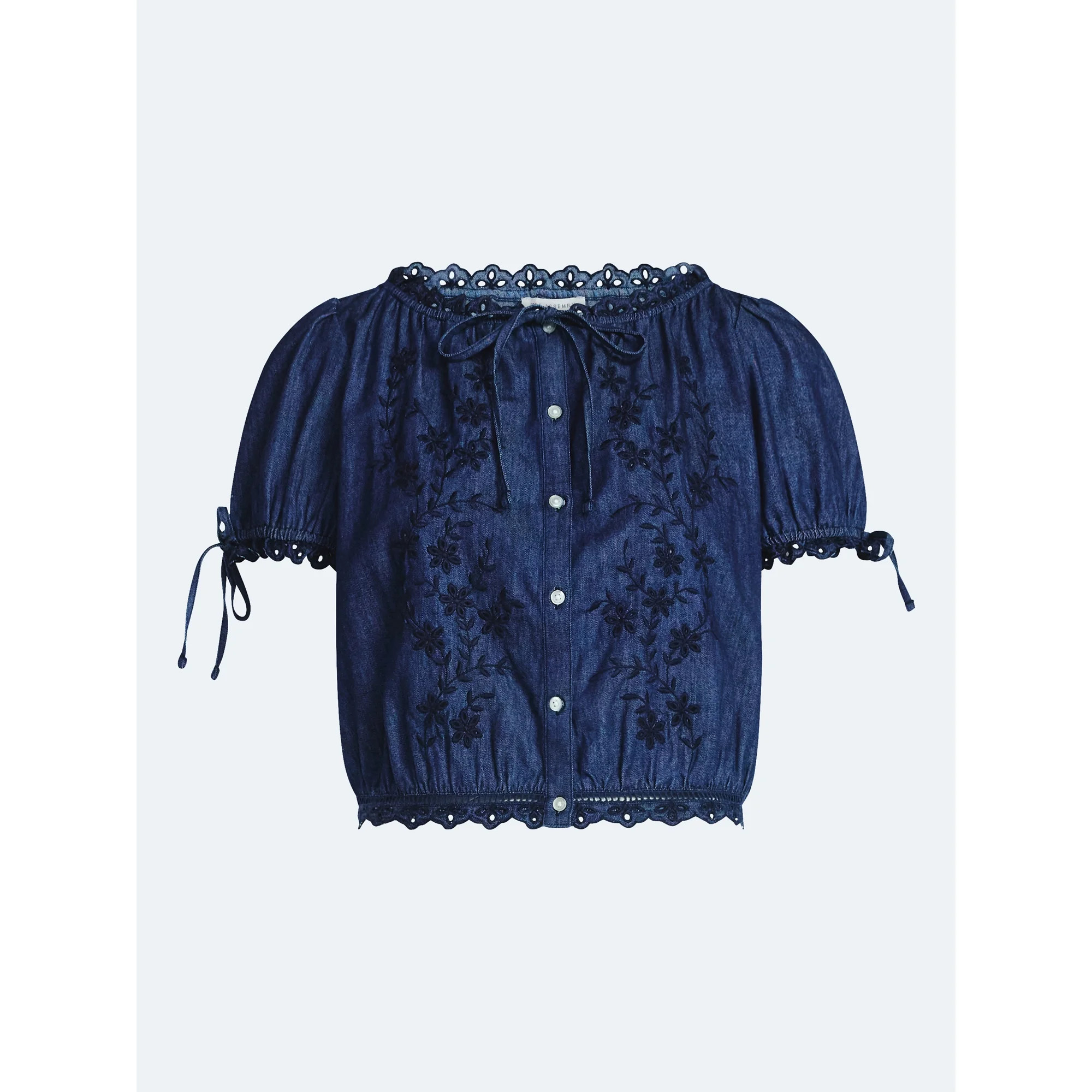 Free Assembly Women's and Women's Plus Embroidered Cropped Cotton Top with Short Sleeves, Sizes-X... | Walmart (US)